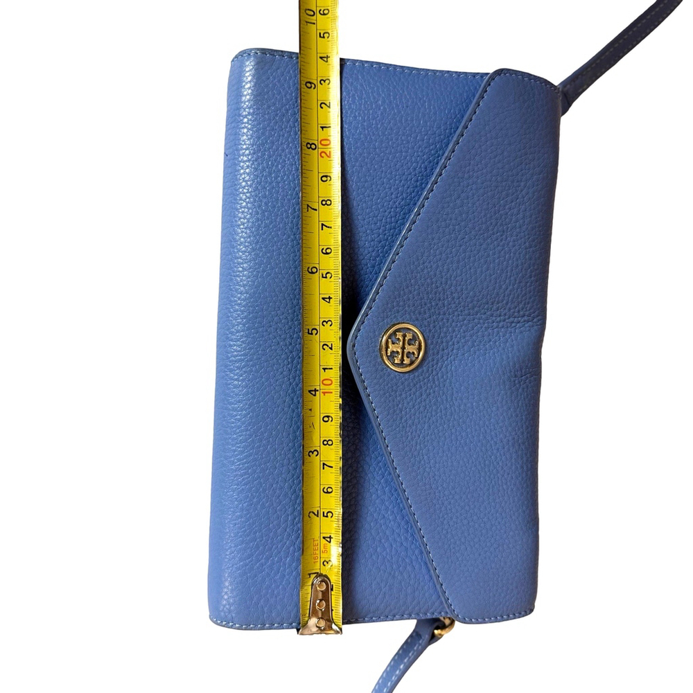 Tory Burch Sky Blue Leather Robinson Envelope Crossbody Bag - Picture 14 of 14